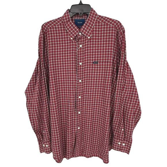 Faconnable Men's Casual Club Shirt Button Down Red Plaid Check - Picture 1 of 7